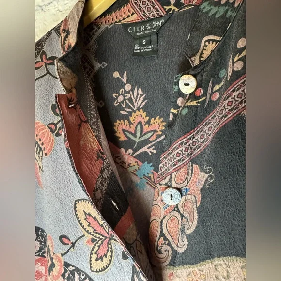 Citron Silk Button Down Shirt - Picture 5 of 7